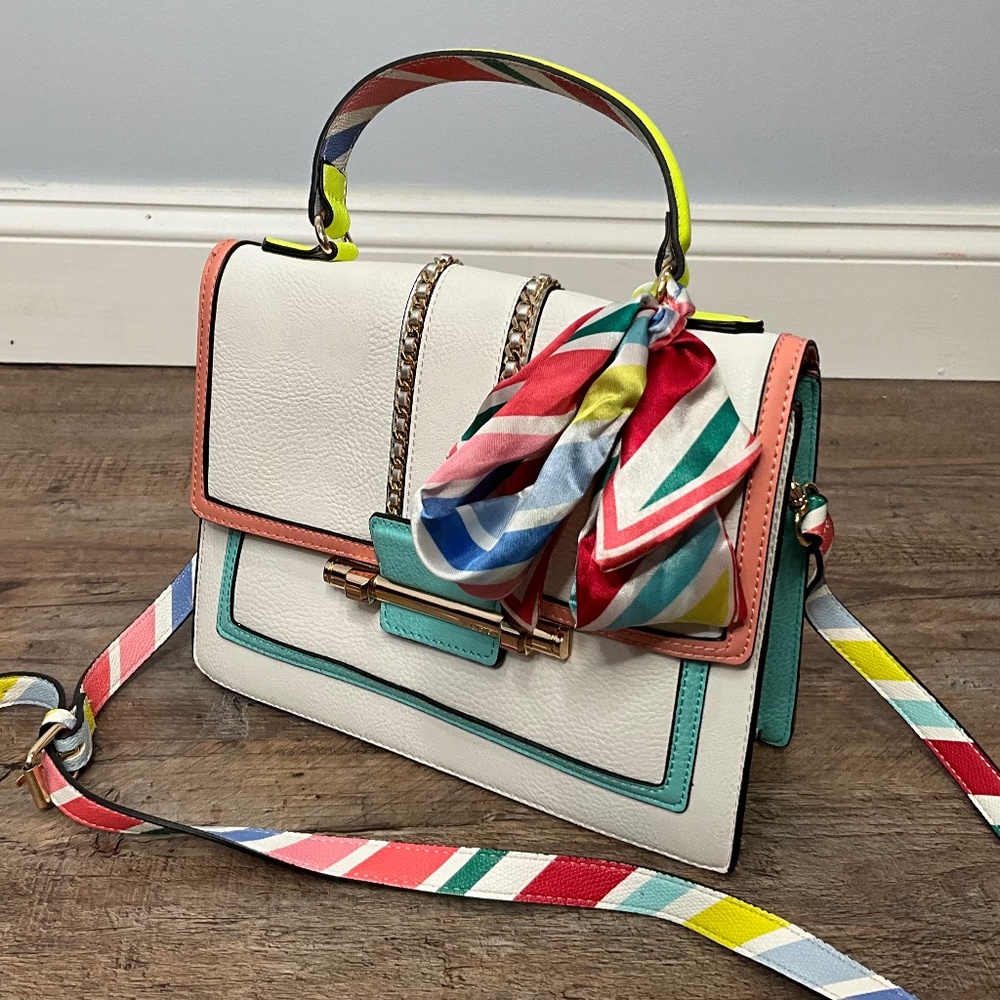 White & Multicolored Aldo Purse